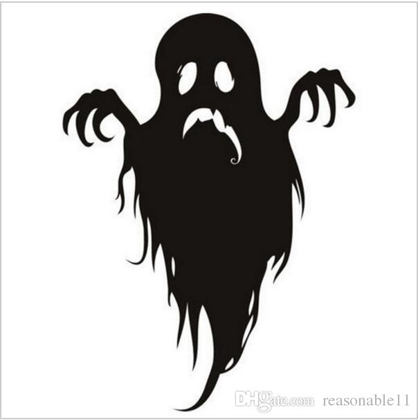 

Halloween funny ghost generation carved wall stickers window glass door living room removable decoration, Black