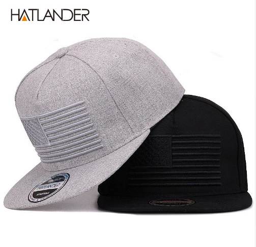 

[HATLANDER] Raised flag embroidery cool flat bill baseball cap mens gorras snapbacks 3D flag hat ourdoor hip hop snapback caps, Other