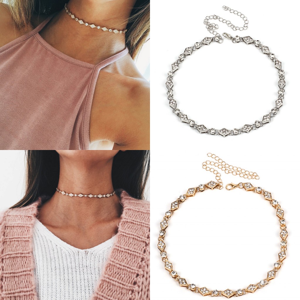 

Fashion Noble Women Boho Collar Choker Water Drop Crystal Beads Choker Necklace