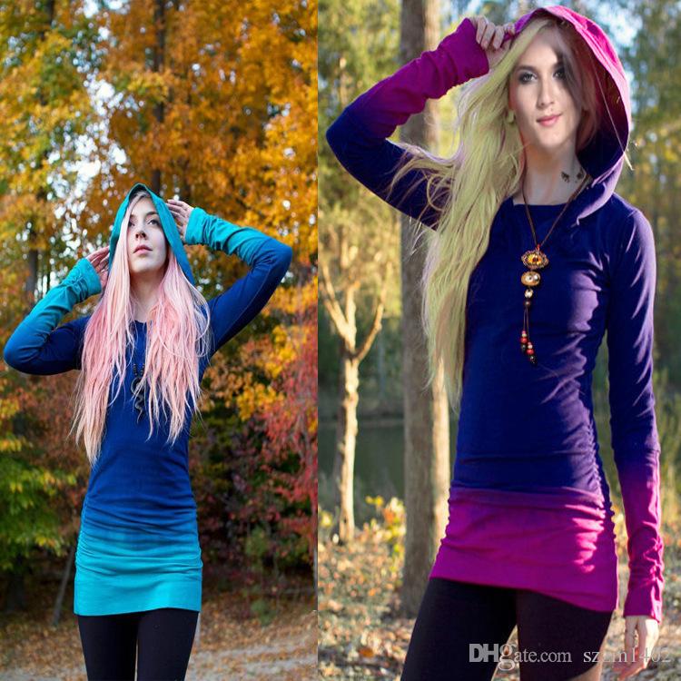 

Girls Gradient Hoodies T-Shirts Long Sleeve Jackets Women Solid Casual Coat Autumn Blouses Sweatshirts Pullover Outwear Jumper Clothes, Purple gradient hoodies