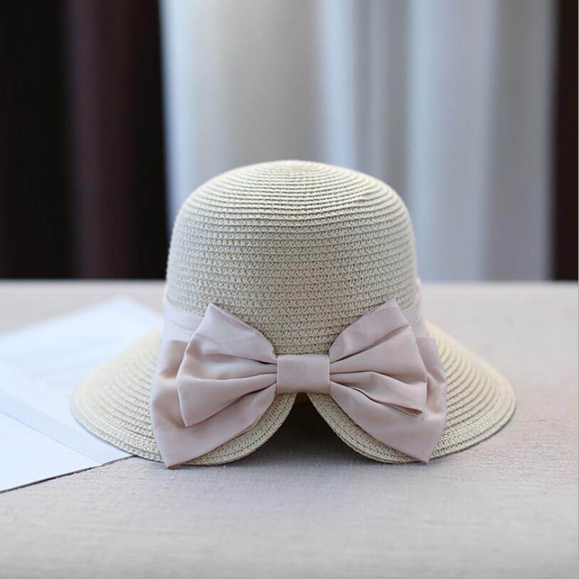 

Women's Summer Floppy Sun Hats Middle Brim Straw Hat Linen Bowknot Beach Travel Holiday Style Foldable Casual Hat Split Brimmed Tophat QN, Cream