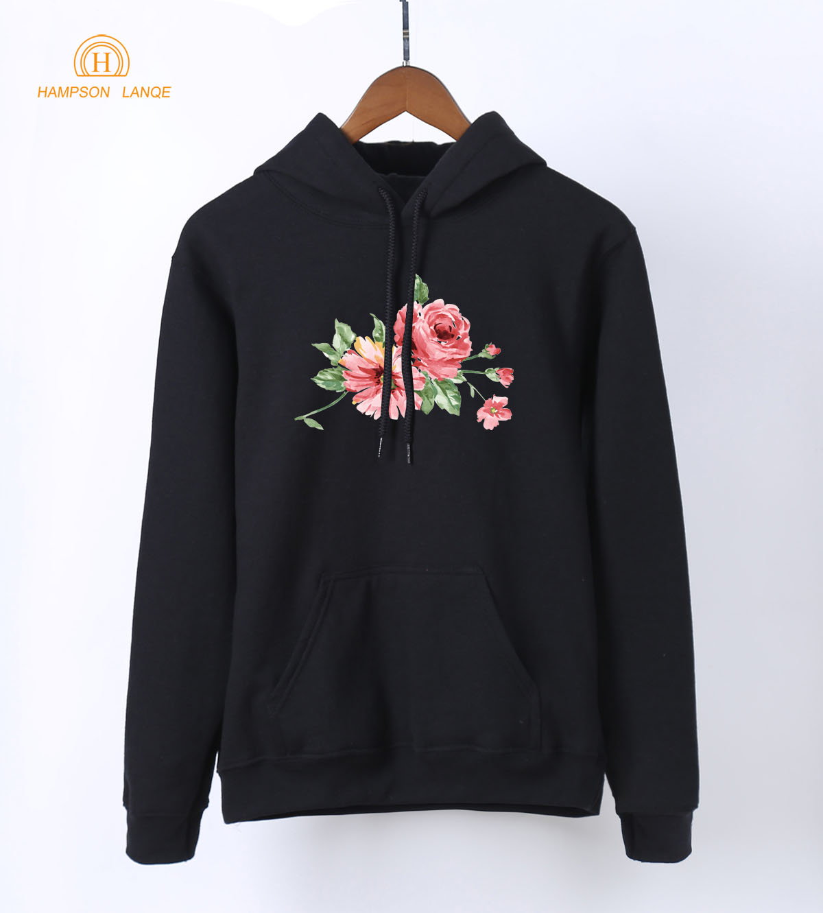

Chinese Ink Flowers Fashion Womens Hoodies 2018 Spring Autumn Pullovers Warm Fleece Kawaii Sweatshirts Kpop Harajuku Hooded, Pink