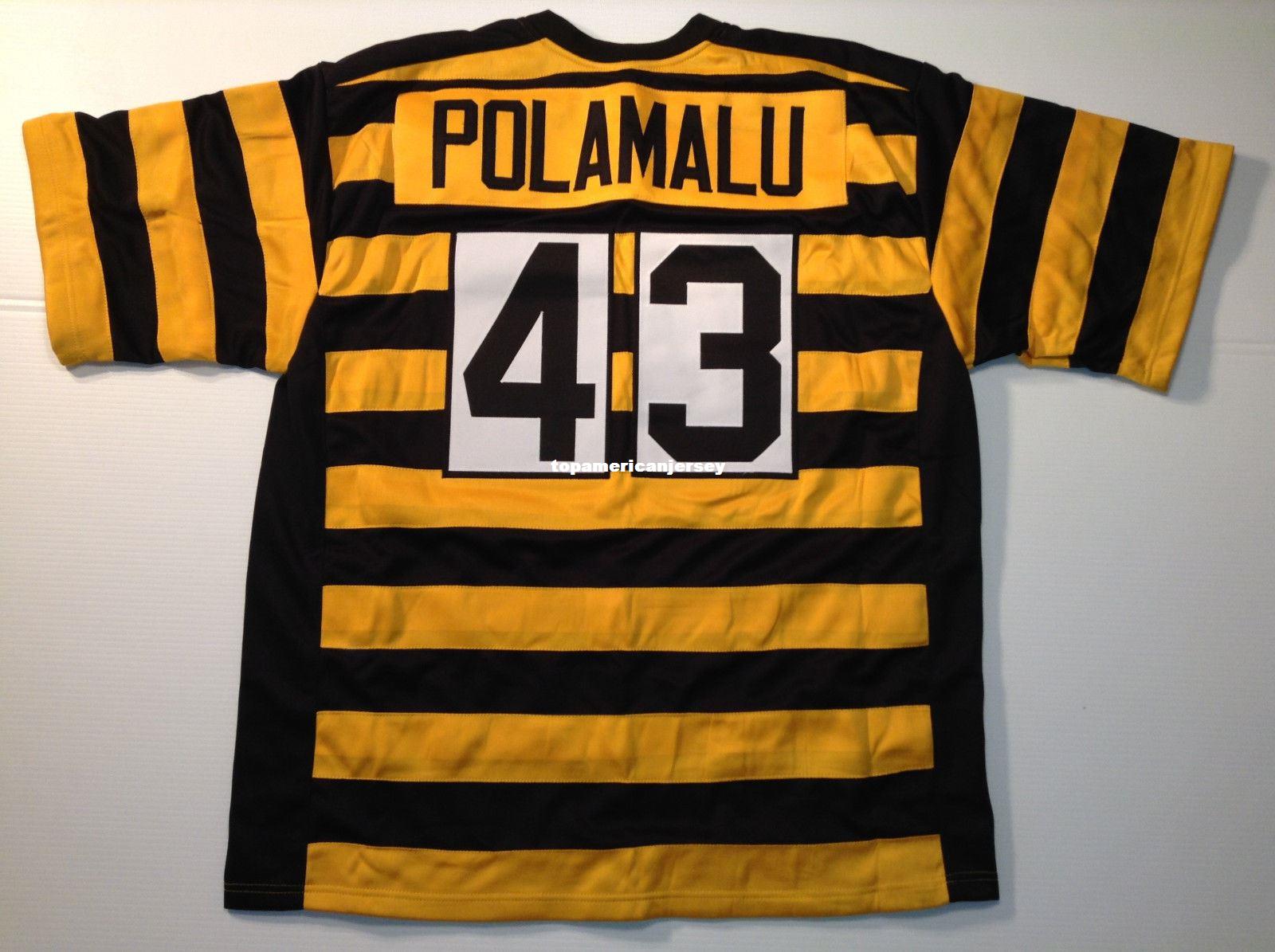 

Cheap Retro custom Sewn Stitched Troy Polamalu Bumblebee MITCHELL & NESS Jersey Top S-5XL,6XL Men's Football Jerseys Rugby, Yellow