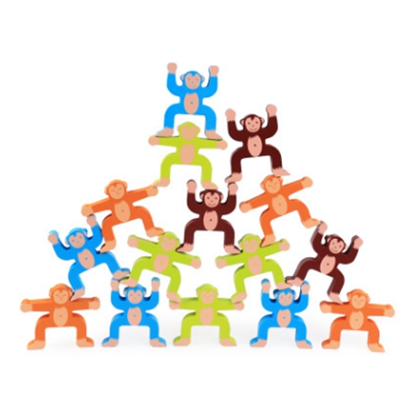

NEW 16pcs Wood creative cartoon balance monkeys stacked building blocks children wood children early childhood education boy