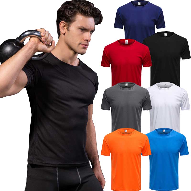 

Mens Sports Shirts Men Running Short Sleeves Training Exericise Perspiration Wicking Loose Workout Fitness GYM T Shirt, Blue