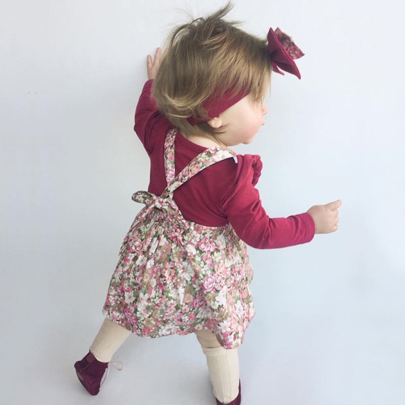 

Kids Floral Girls Suspender Casual Skirt Spring Summer Autumn 2021 Baby Girl Clothes Lovely Knee Length Dresse 18013002, #1