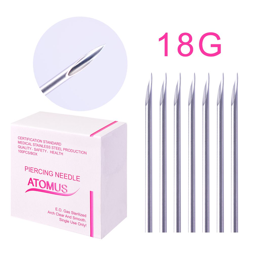 

100pcs/lot Individually Packed 18G Piercing Needles Disposable Body Piercing Needles E.O.Gas Sterilized Permanent Makeup Tool