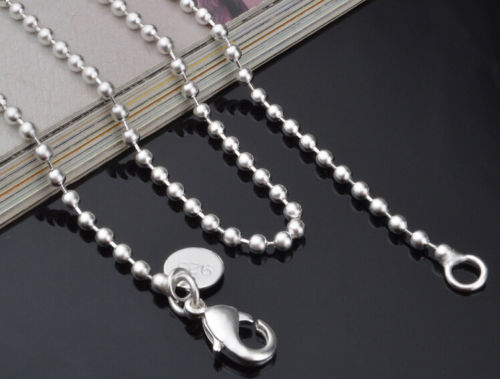 

2018 Fashion Solid 925 Sterling Silver Chain 5Pcs 2MM Men Women Necklace 16 - 24inch XMAS New Classic Beads Necklace Chain Link Italy c002