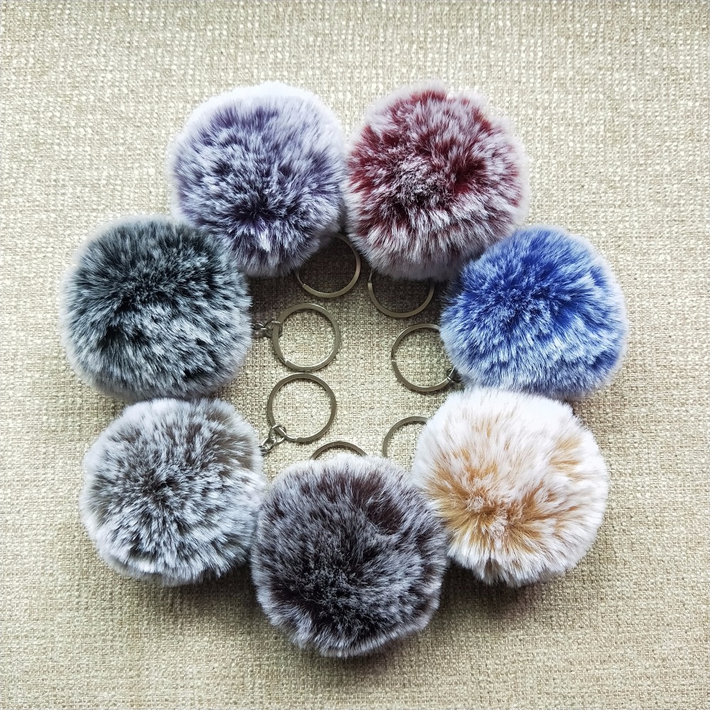 

Faux Rabbit Fur Ball Keychain Fur Pom Pom Keychains Llaveros Portachiavi Fluffy Keychain hot sale, Multicolor