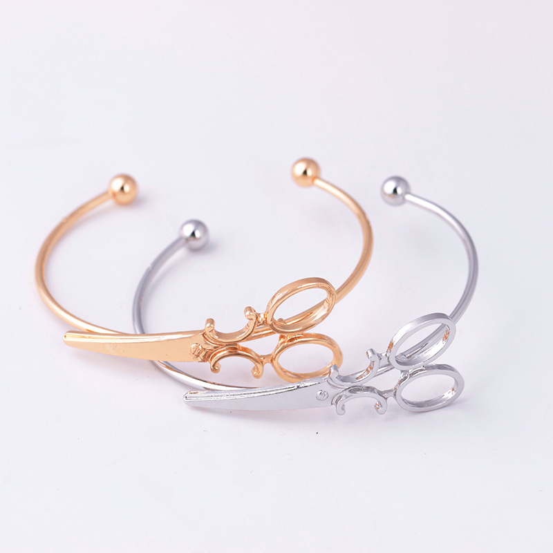 Scissors Bracelet Bangle For Women Hollow Shears Bracelets & Bangles Adjustable Bracelets Hip Hop Party Gifts Gold Silver Plated Cuff Bangle