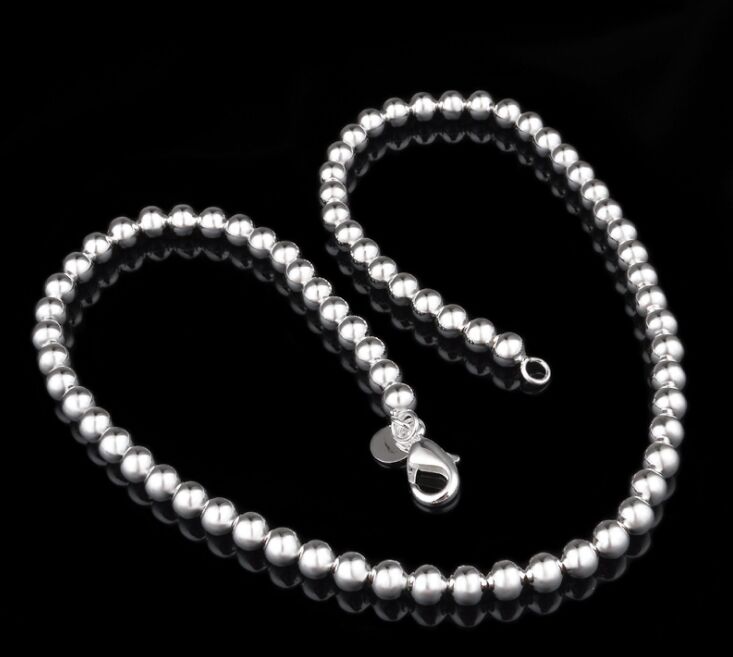 

Free Shipping NEW Best 10MM Tracking 4MM STERLING 925 SILVER With 6MM Number 8MM Sliver Solid Ball ROUND CHAINS NECKLACES JEWELRY HJ189 Xiku