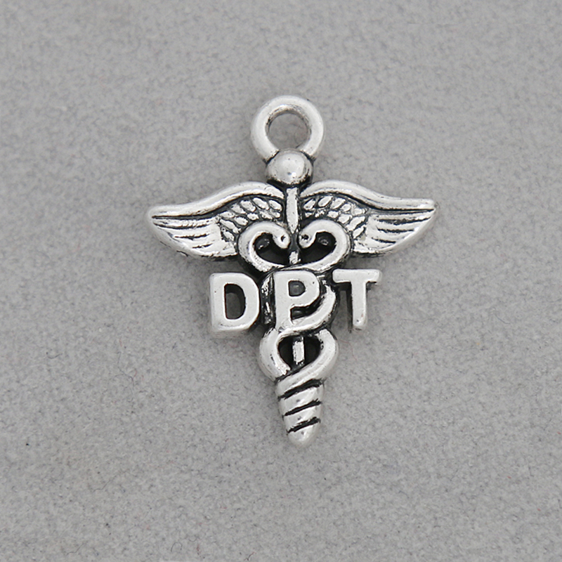 

Wholesale Vintage DPT Profession Medical Charms Double Sided Alloy Caduceus Charm 100pcs 19*23mm AAC1669