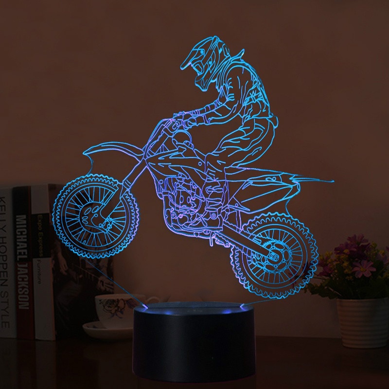 

Novelty 3D Table Lamp LED Motocross Bike Night Lights USB 7 Colors Sensor Desk Lamp Holiday Gifts