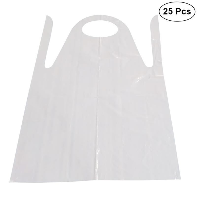 25Pcs Disposable Aprons Antifouling Waterproof Oil Proof PE Plastic Aprons For Messy Activities Cooking Painting-image-431929757