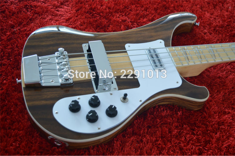 

Custom RIC 4000 4001 4003 4 Strings Electric Bass Guitar Brown WALNUT body, Maple Neck Thru Body, One PC Neck & Body, Dual Output Jacks