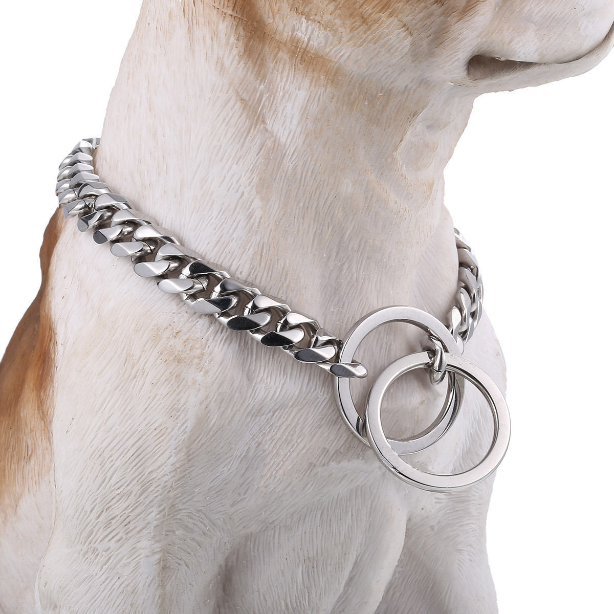 

Pet Dog Choke Strong Silver Stainless Steel Chain Choker Collar 12mm