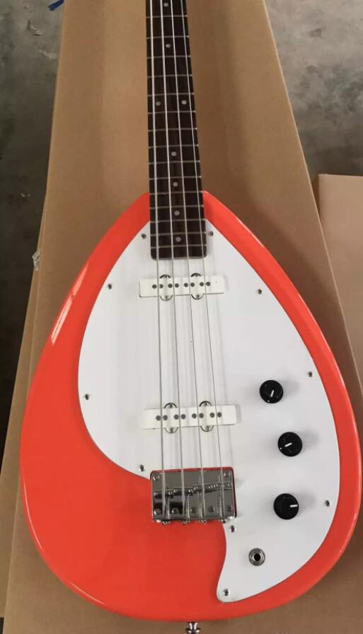 

Rare 4 Strings Tear Drop Salmon Orange Solid Body Electric Bass Guitar Chrome Hardware, Maple neck & Rosewood Fingerboard