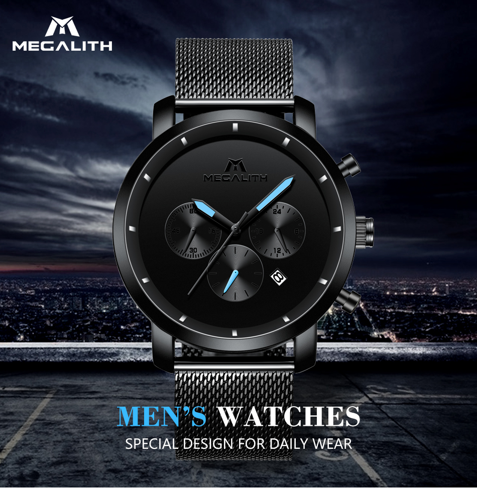 Acquistare Relogio Masculino MEGALITH Moda Orologi Uomo Cronografo  Impermeabile Analogico Uomo Top Brand Luxury Sport Orologio Al Quarzo  Economico | Consegna Veloce E Qualità | It.Dhgate