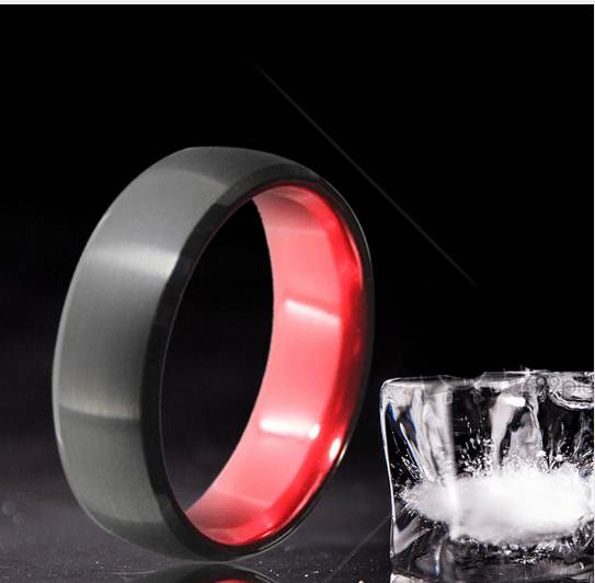 

8mm Black & Red Color Brushed Dome Tungsten Carbide Ring Comfort Fit Men's Wedding Band Cool Summer Finger Jewelry Size 9 to 13