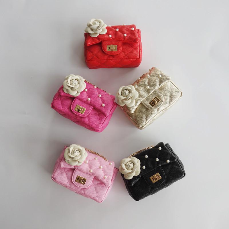 

Kids Flower beads Bag Stylish Baby Handbags Designer Toddler Purse Candy Color Kid Messenger Bag Children PU Shoulder Bags, Mix color