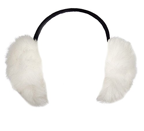 

Womens Faux Fur Earmuffs Foldable Big Winter Outdoor Ear Warmers, White