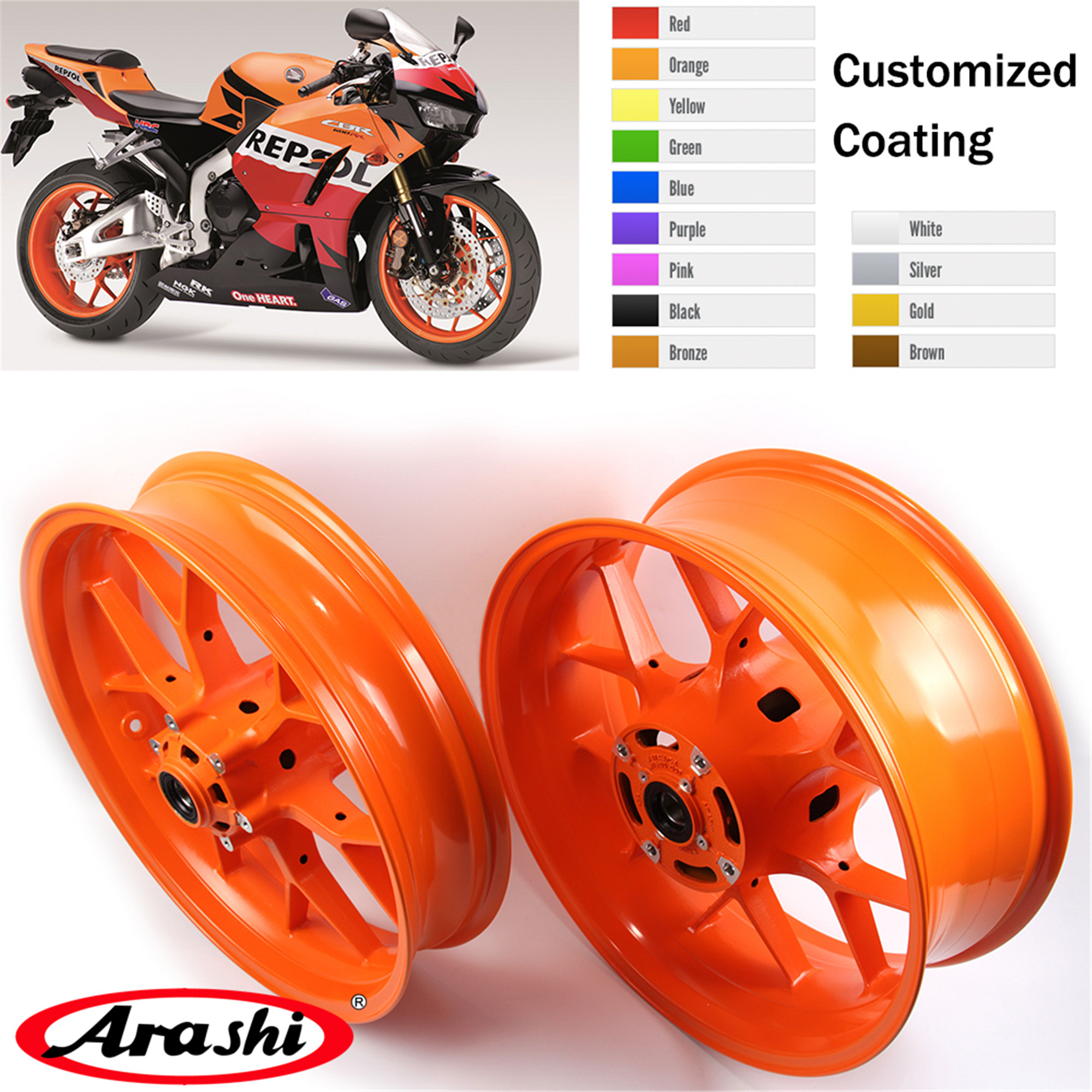 

Arashi For Honda CBR1000RR 2008 - 2016 Front Rear Wheel Rim CBR 1000 RR CBR1000 Respol Orange 2009 2010 2011 2012 2013 2014 2015