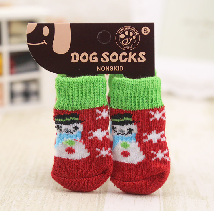 

4pcs Warm Puppy Dog Shoes Soft Acrylic Pet Knits Socks Cute Cartoon Anti Slip Skid Socks For Small Dogs Pet Products, 20 lots mixcolor