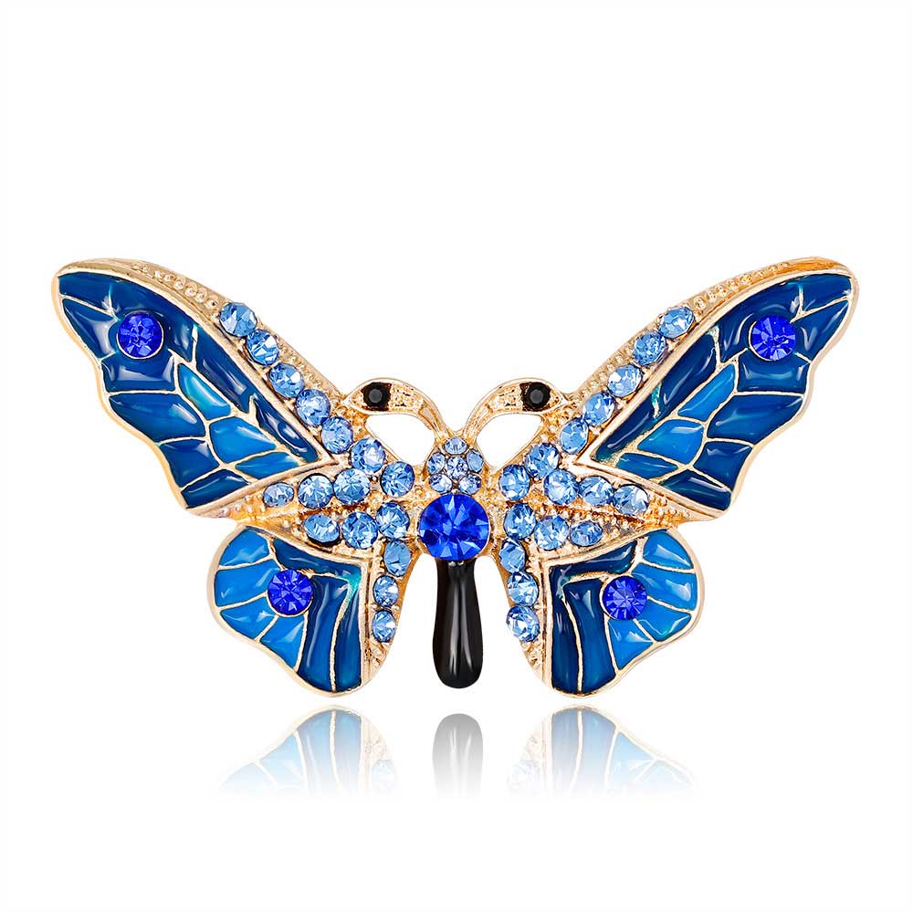 

High Qulaity Enamel Crystal Brooches Pins For Women Clothes Scarf Bag Big Butterfly Animal Broach Rhinstone Broche European Style Fashion