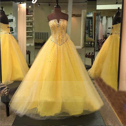 

2018 New Hot Sale Sexy Yellow Quinceanera Dresses Off Shoulder Lace Up Sweet 16 Prom Party Prom Gown, White