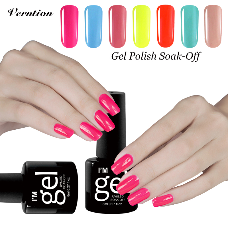 

Verntion Hot Sale 29 Colors Gel Nail Polish Semi Permanent Lucky Hybrid Gel Soak Off Led Lamp A Set of Varnishes, 61white