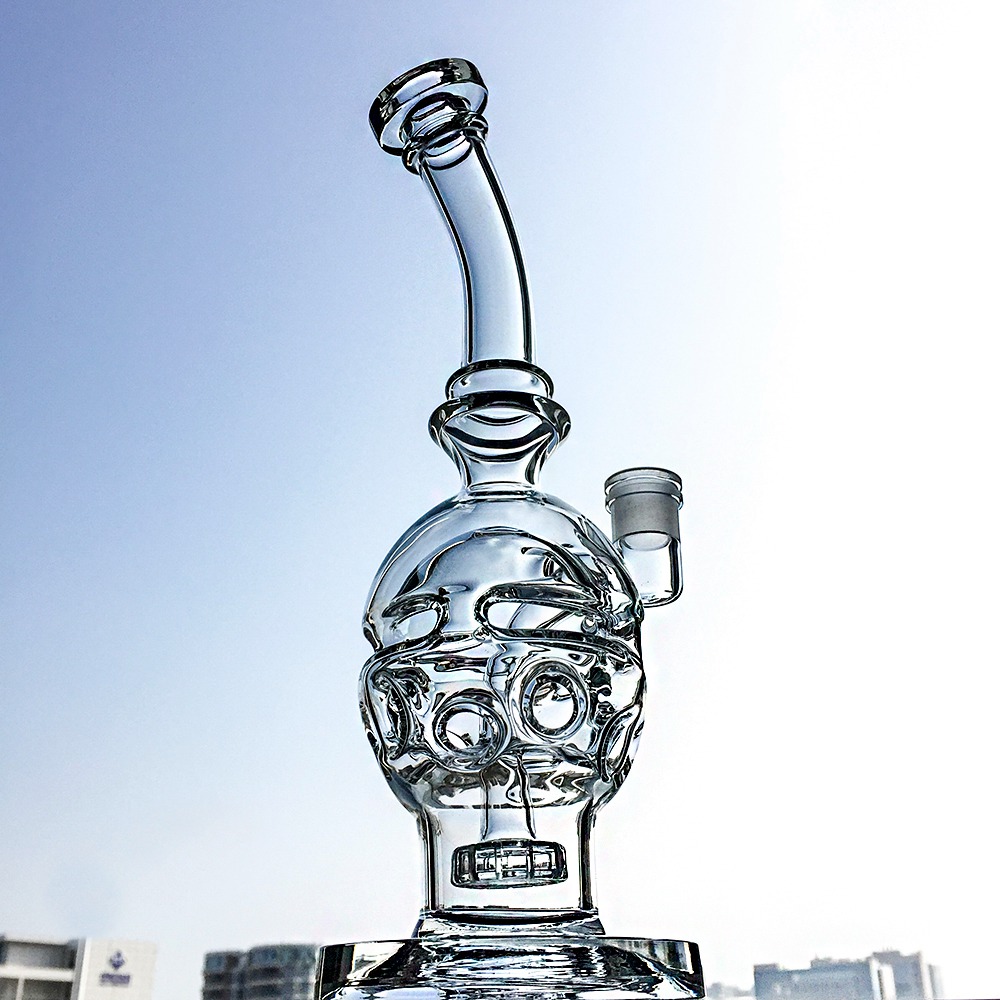 

New Arrival Smoking Rig Showerhead Percolater Galss Bong With Fab Egg Recycler Perc Bongs Water Pipe Bent Tube Oil Dab Rigs With Bowl Banger