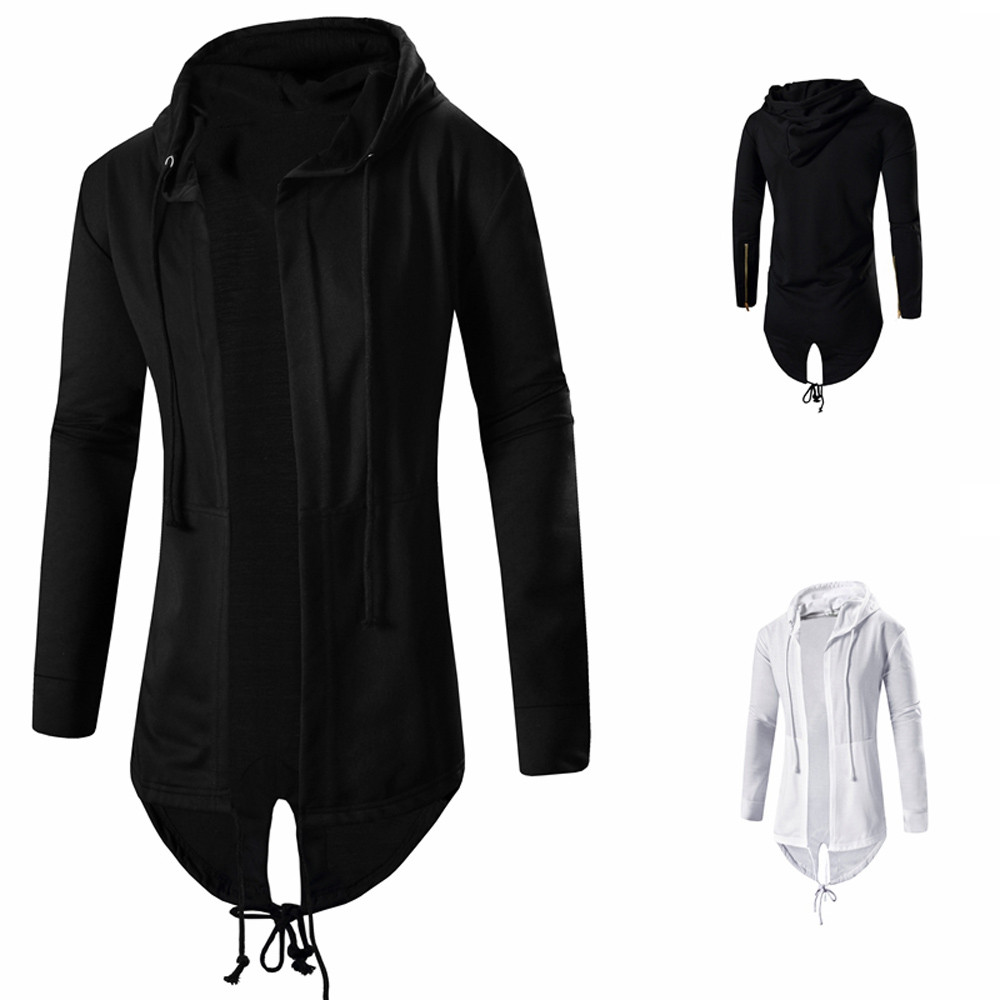 Fashion Men's Autumn Winter Long Hooded Cardigan Trench Fashion Irregular Solid Cloak Coat Jacket Coat Outerwear Plus Size