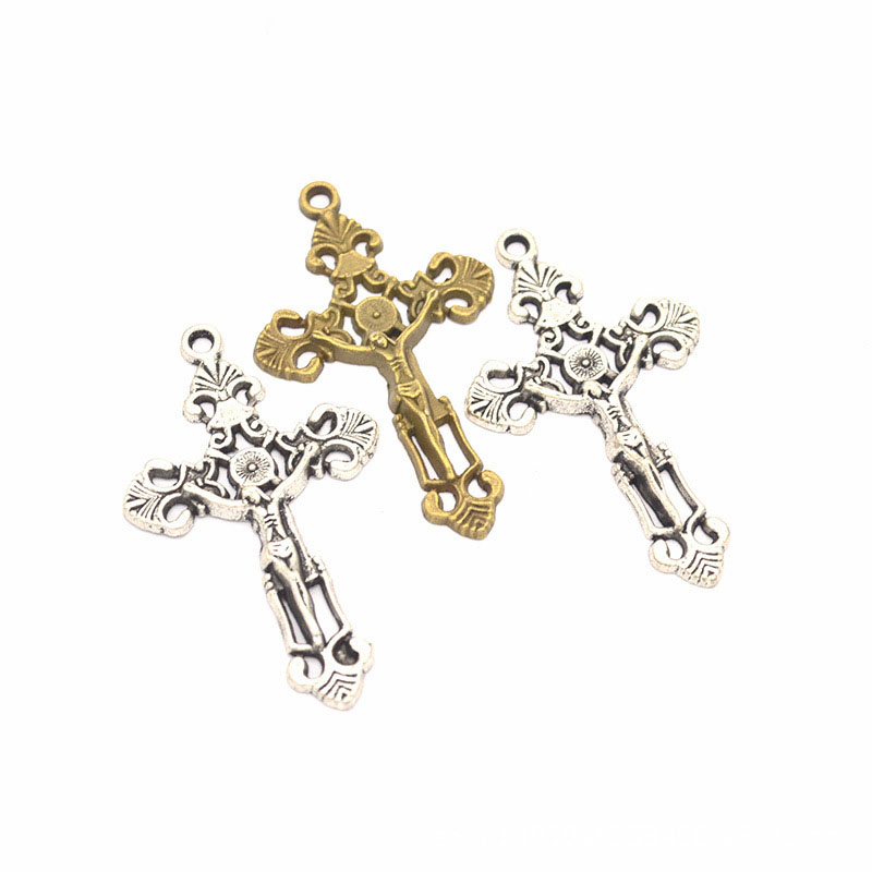 100 pcs/lot Jesus On Cross Charms pendant 51*31mm hollow out design good for craft making-image-423516984