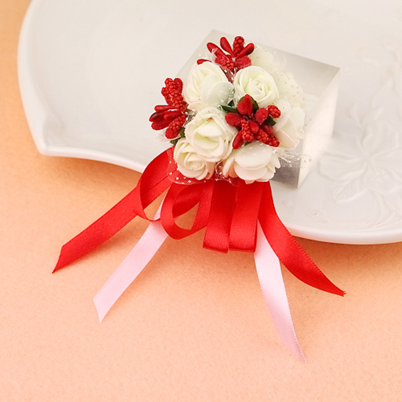 2018 Time-limited Special Offer Feis Wholesale Wedding Accessory Rose And Bead Flower Bride Hand Wrist Bridesmaid Flowers Groom Corsage