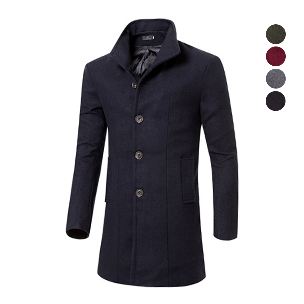 Men Winter Long Coat 2018 New Fashion Trench Coats Mens Overcoat Single Breasted Slim Fit Wool Trench Coat 3XL