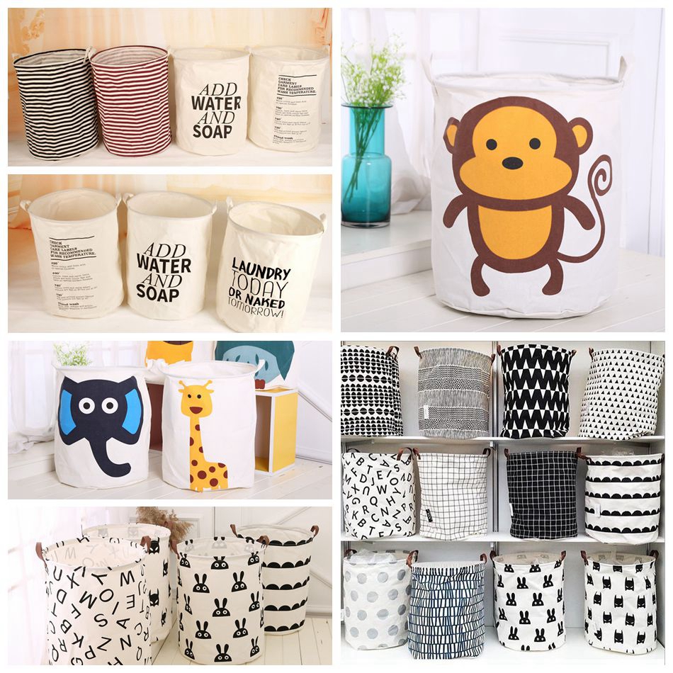 

Ins Storage Baskets 40*50cm Dirty Clothes Laundry Basket Bins Kids Room Toys Storage Bags Bucket Clothing Organization 33 Styles OOA4325