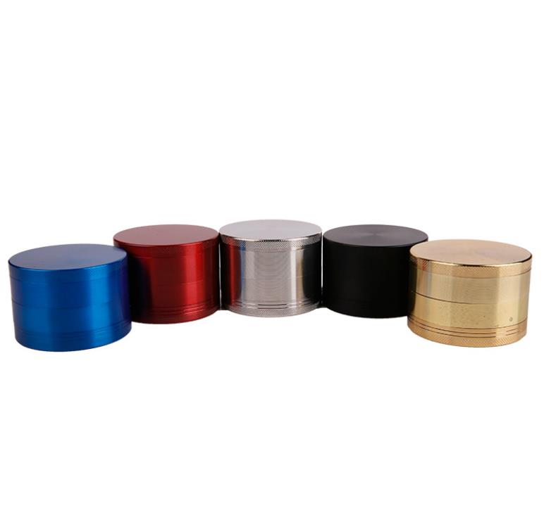 

Zinc alloy flat smooth manual grinder 63mm four layer metal smoke grinder