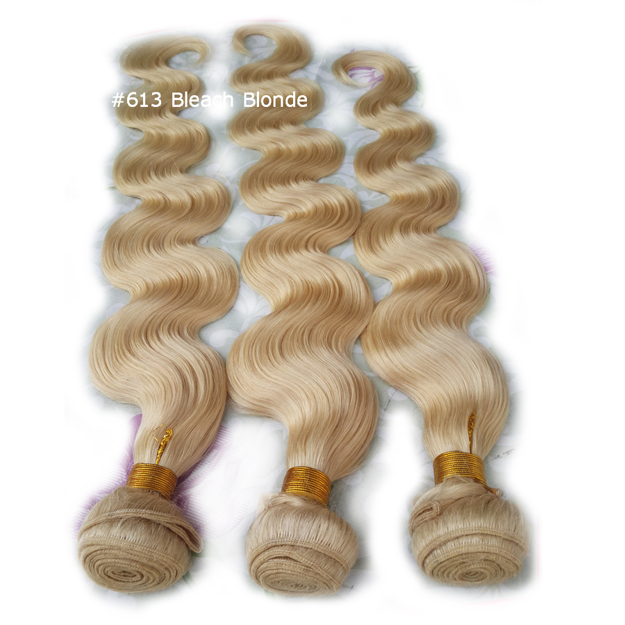 

2019 New Body Wave Weave Platinum Blonde Hair Extensions Brazilian Hair Weave Malaysian Indian Peruvian Full Head 3pc 100G/Bundle Cheap