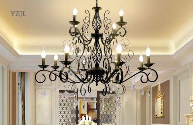 

Chandelier lighting chandelier crystal American Iron art retro living room creative bedroom lighting chandelier crystal