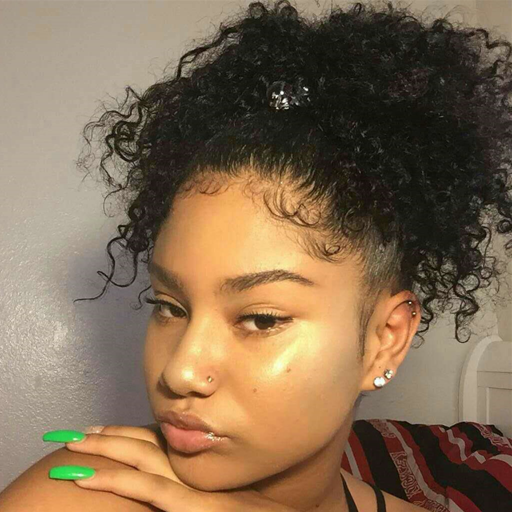 

Kinky Curly Ponytail For Women Natural Black Virgin Remy Hair 1 Piece 120g Clip In Ponytails Extension 100% Human Hair