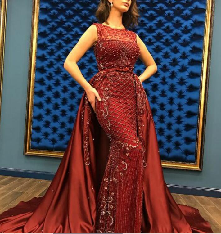 

Evening dress Yousef aljasmi Kim kardashian O-Neck Beaded Ribbon Mermaid ess Almoda gianninaazar ZuhLair murad Ziadnakad 0014, Same with picture