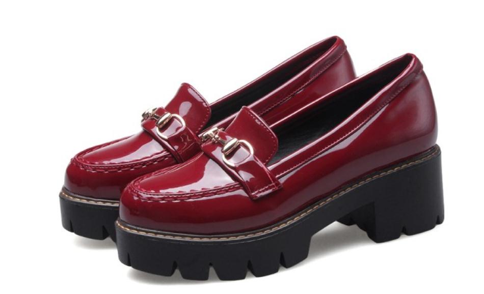 

Free send 2017 Korean new style spring thick bottomed medium heel round head women's shoes, Black