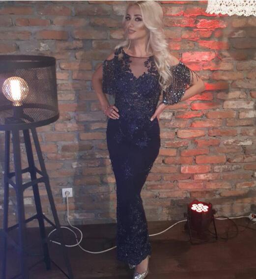 

Evening dress Yousef aljasmi Kim kardashian Short sleeve O-Neck Appliqued Tassels Myriam fares Almoda gianninaazar ZuhLair murad Ziadnakad, Same with picture