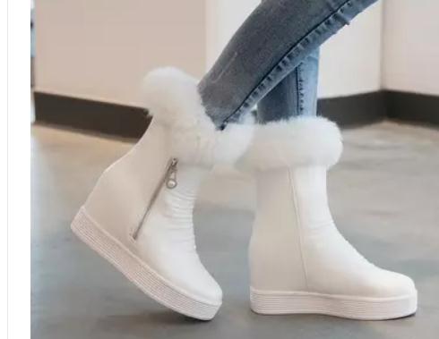 

Free send 2018 Women's Middle barrel boots Thickening winter anti slip thick bottom, Black