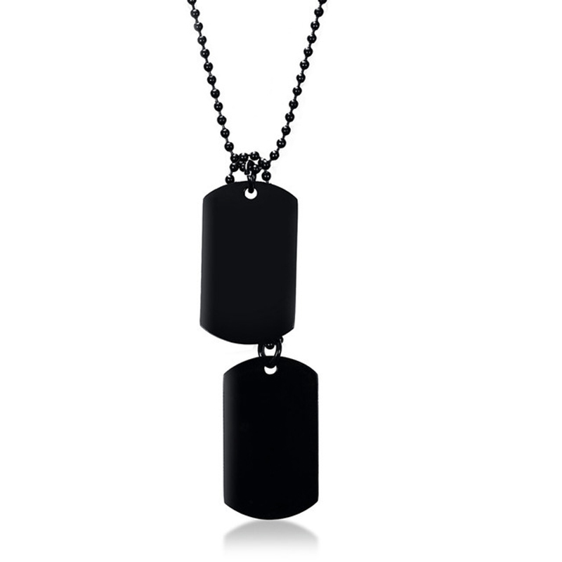

Black Stainless Steel Double Dog Tag Necklace for Men High Polished Pendant ID Men Jewelry 24" Chain Necklace 3 Colors