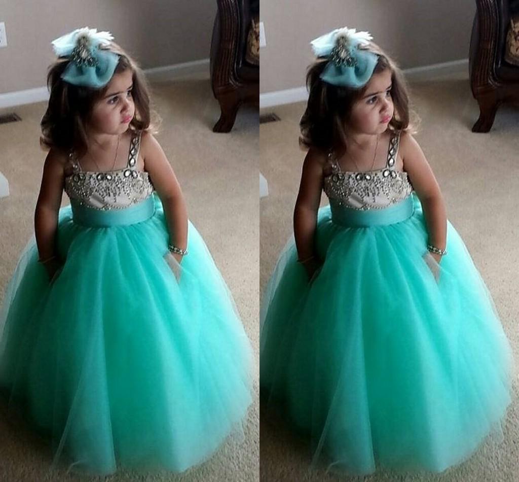 turquoise and white flower girl dresses