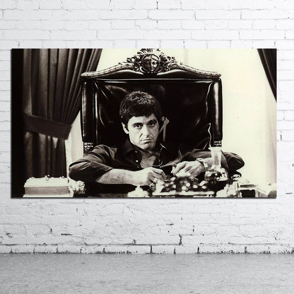 

al pacino scarface Movie Poster Home Decoration Oil Painting Wall Picture for Living Room Canvas Black and White Pop Art