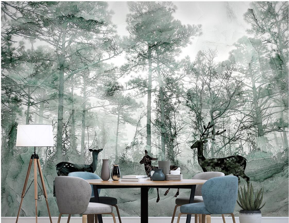 

3d wallpaper custom photo Non-woven mural Nordic Forest Elk Dream Marbled TV Background Wall Painting muals wall paper for walls 3 d, Pictures show