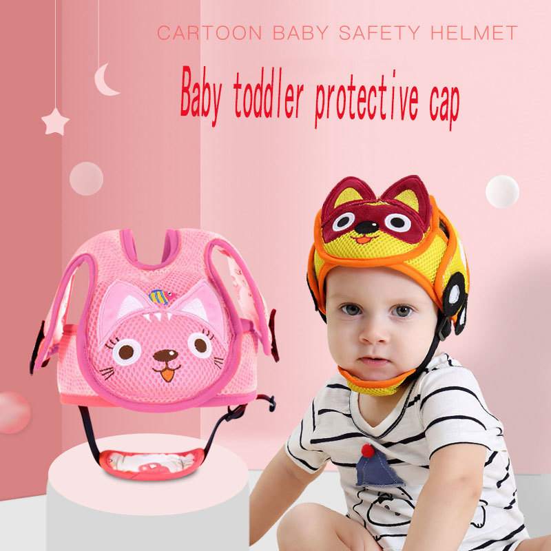 Protector de cabeza de beb/é gorra de protecci/ón para ni/ños amarillo amarillo casco de seguridad ajustable resistente a los golpes