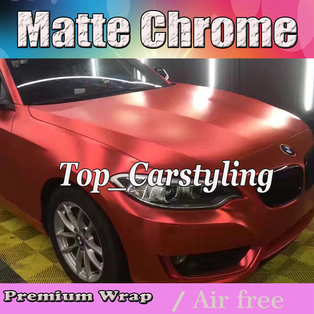 

Dark Red Satin chrome Vinyl Car Wrap Film with air bubble vehicle truck covers Wrapping foil High flexible size 1.52x20m roll 5x67ft